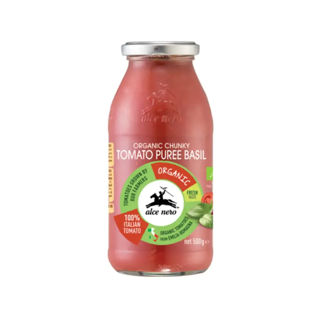 [ALCE NERO] Organic Chunky Tomato Puree Basil (500g)