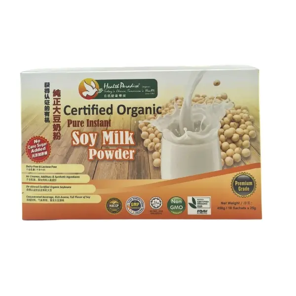 [HEALTH PARADISE] Organic Pure Instant Soy Milk Powder No Cane Sugar (25g x 18)