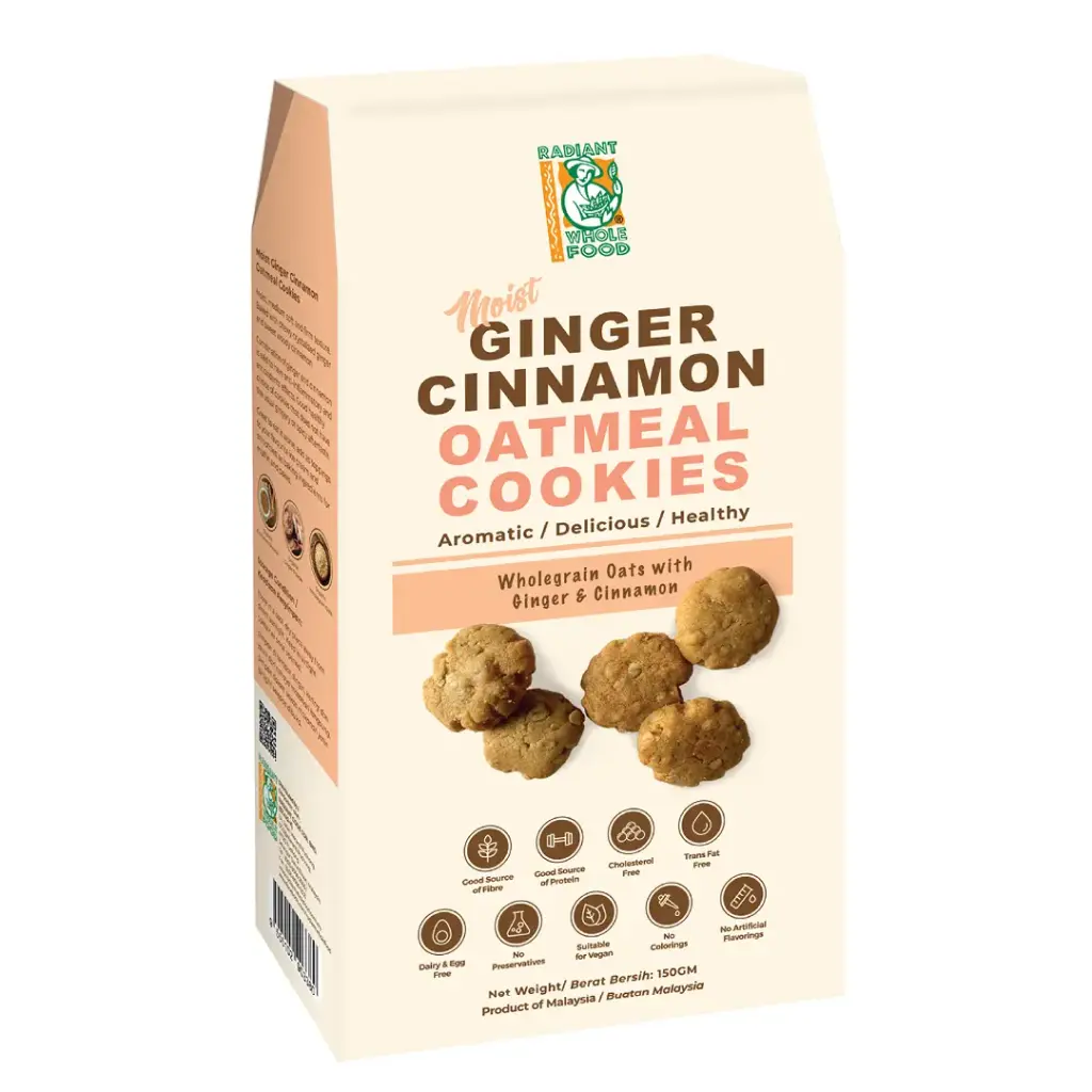 [RADIANT WHOLE FOOD] Moist Ginger Cinnamon Oatmeal Cookies (150g)