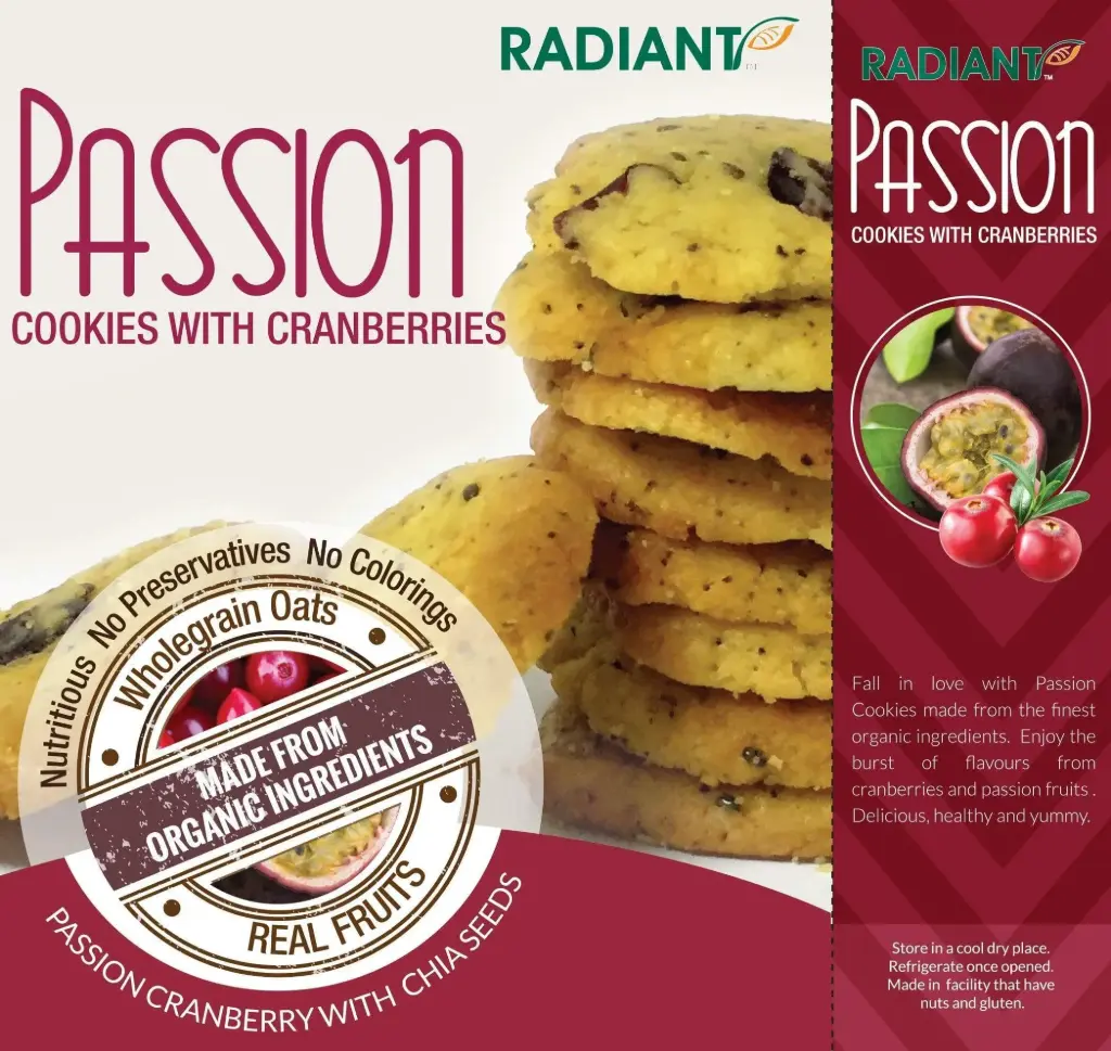 [RADIANT WHOLE FOOD] Passion Cookies With Cranberries (150g)