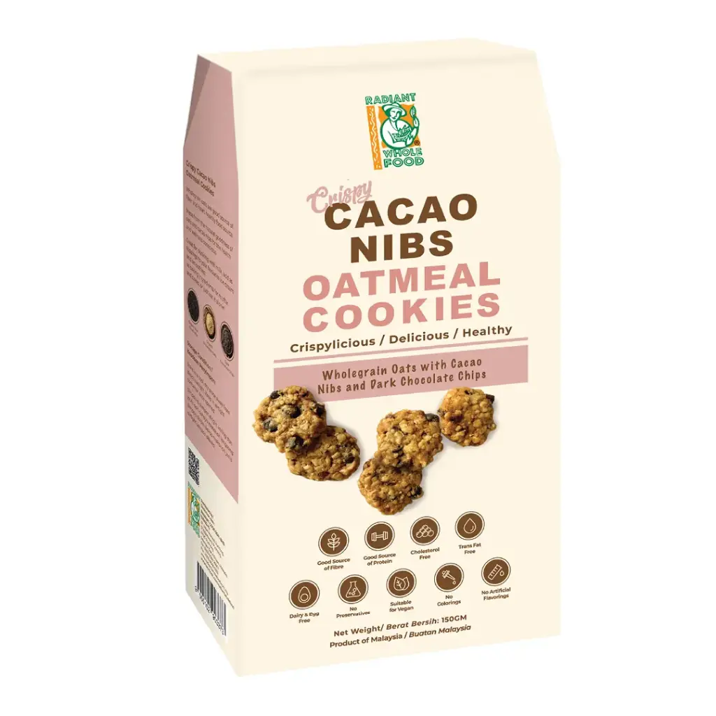 [RADIANT WHOLE FOOD] Crispy Cacao Nibs Oatmeal Cookies (150g)