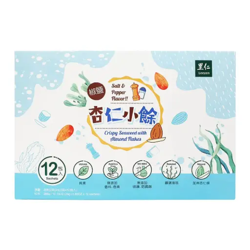 [SNC-SNK-24GX12-1155] [LEEZEN] Crispy Seaweed with Almond Flakes (Salt and Pepper Flavor) (24g x 12 pkt)